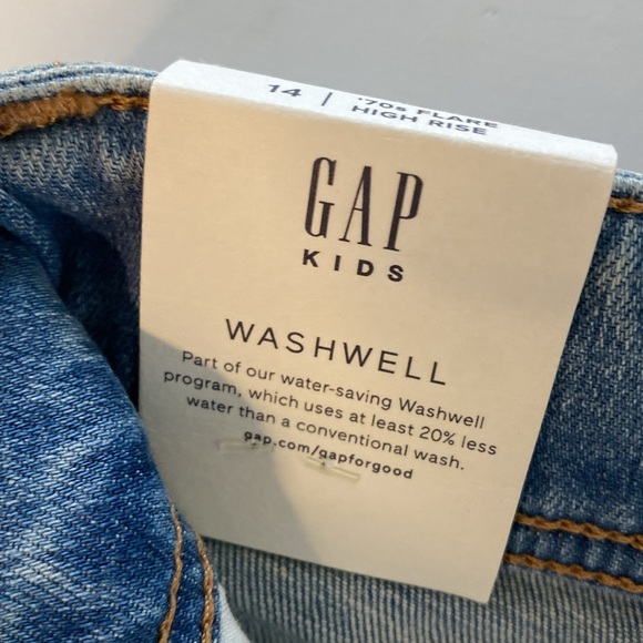 Gap Kids 70’s Flare Leg High Rise Distressed Jeans - Size 14 - Picture 13 of 17